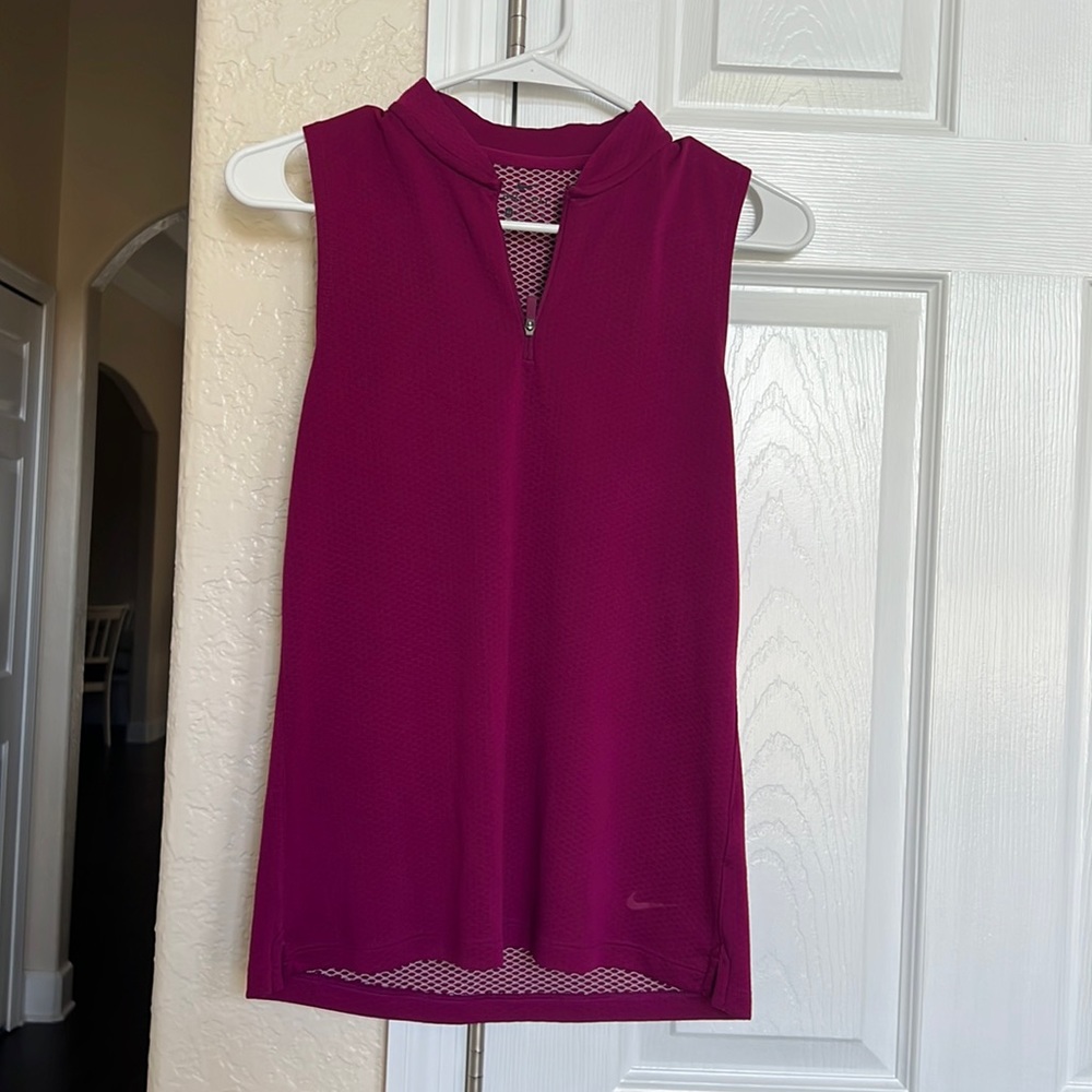 nike drifit sleeveless polo dark pink/ purple